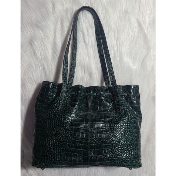 NWT|Patricia Nash|10th Anniversary Whitney Croc Embossed Green Leather Tote - Picture 2 of 11